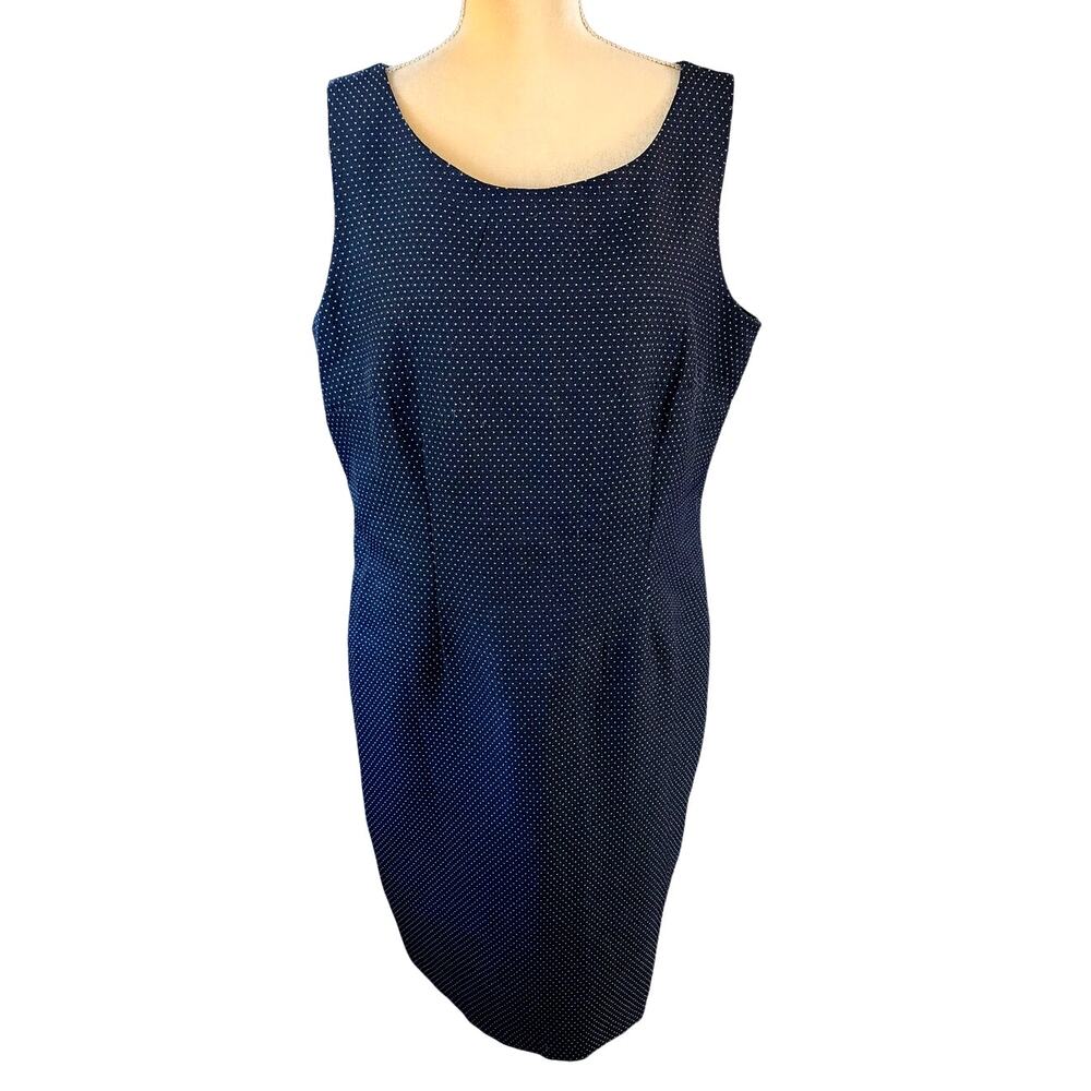 Danillo Black White Polka Dot Ponte Sleeveless Scoop Neck Dress Plus Size 16